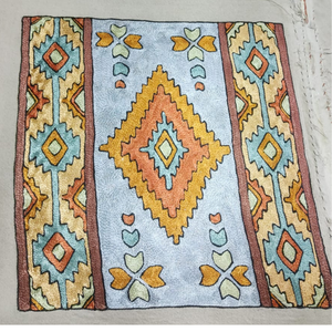 Handmade Silk Thread Embroidery Cushion <b>Cover</b> Abstract Geometric Bohemian Design Zip Closure Eco Friendly Durable Reusable - Product Image 1