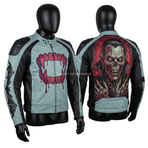 Zombie Magician Graphic Leather <b>Racing</b> <b>Jacket</b> Men Red Black Biker Coat Custom Horror Theme Magic Rabbit Print Motorbike <b>Jacket</b> - Product Image 6