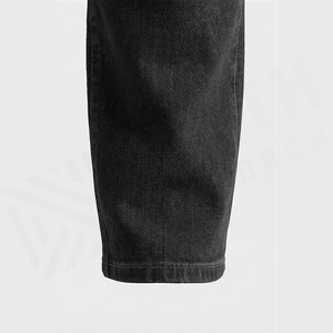 Jean en denim coupe droite délavé foncé pour homme, taille haute, coupe slim, en coton, style décontracté, pantalon d'automne - Product Image 6