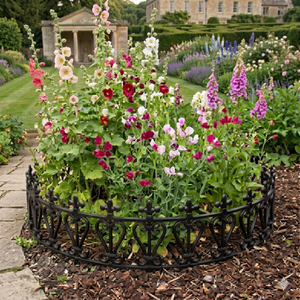 Round Cast Iron Garden <b>Fence</b> Elegant Black Ornamental Edging for Landscape Decor - Product Image 3