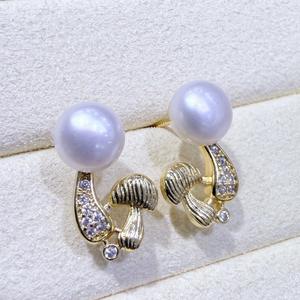 Pendientes Colgantes de Perlas de Agua Dulce Mantou de 7-8 mm, Estilo Zhuji, con Forma de Hongo Pequeño, Versátiles, de Perlas Blancas, a la Moda, Estilo Ins - Product Image 2