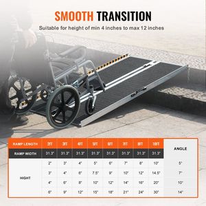 Rampa de silla de ruedas de aluminio portátil de 4 pies y 800 libras de capacidad, umbral plegable antideslizante para escaleras del hogar, rampa de movilidad, rampa - Product Image 5