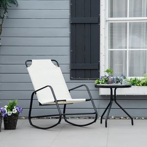 Sedia a dondolo da interno/esterno per Patio Bliss, colore bianco crema, con seduta in tessuto. - Product Image 2