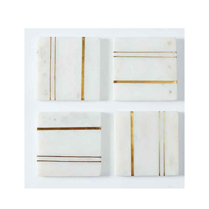 Posavasos Cuadrados Modernos Ecológicos de Primera Calidad, Duraderos, Lavables, de Piedra Pulida, Mármol Natural en Relieve, Decoración Acogedora para el Hogar - Product Image 1