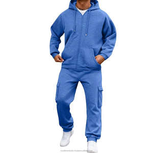 Ensemble de survêtement de luxe pour homme en coton épais 400 g/m² avec logo personnalisé, sweat à capuche oversize et pantalon de jogging en molleton bouclette, style streetwear - Product Image 6