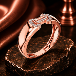 Rose Gold Diamond Buckle <b>Ring</b> <b>Iced</b> Out Cubic Zirconia Statement Band Fashion Jewelry Gift <b>Ring</b> Style - Product Image 1