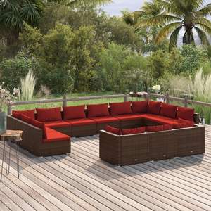 Ensemble de salon de jardin en rotin brun, mobilier d'extérieur, 10+ places, design contemporain - Product Image 1