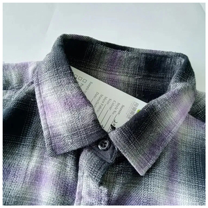 Camisas de Franela 100% Algodón a Precio de Mayoreo, Etiqueta Personalizada, MOQ Bajo, Ropa Urbana, Camisa a Cuadros Gris de Manga Larga para Hombre - Product Image 2