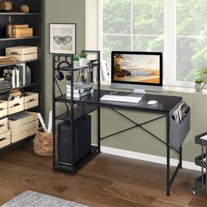 Scrivania per Computer Nera 120*60*120cm in Truciolato con Finitura H-Type Non Tessuta, Porta USB, Edizione Triamine 60° Anniversario - Product Image 3