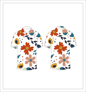 Polo à manches courtes pour hommes, blanc, imprimé floral multicolore, chemise décontractée à la mode pour l'été - Product Image 3