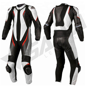 Combinaison de moto en cuir à manches longues pour homme, rouge, noir, blanc, blocs de couleur, coupe-vent, équipement de protection, une pièce, Salva Leather - Product Image 5