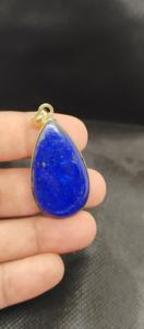 Natural <b>Lapis</b> <b>Lazuli</b> Necklace Pendant Texture Finish Brass Gold Plated Bezel Set Necklace Pendants - Product Image 6