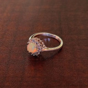Bague Couronne en Opale Naturelle, Argent Sterling 925, Sertissage Pavé, Bague de Fiançailles Romantique en Pierre Précieuse pour Femme - Product Image 2