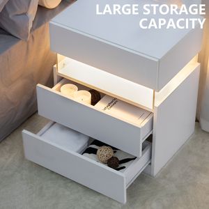 <b>LED</b> 3-Drawer Dresser with Acrylic Board Nightstands for Bedroom and Living Room <b>Bedside</b> <b>Table</b> and Furniture - Product Image 6