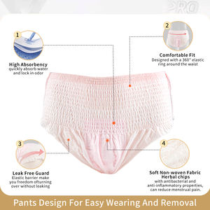 Culotte menstruelle jetable taille haute design vente en gros culotte menstruelle confortable en coton biologique à base de plantes sèches femme - Product Image 3