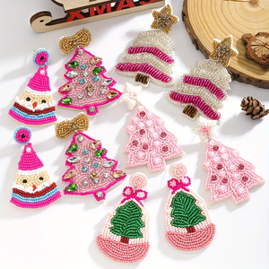 Nouvelles Perles de Riz Artisanales Roses Élégantes avec Strass et Imitation Perle pour Arbre de Noël, Vente en Gros pour Femmes - Product Image 4