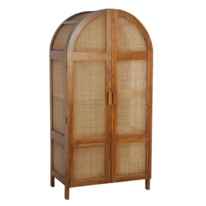 Armario de Dormitorio Moderno de Madera Maciza con Teca y Ratán - Product Image 1