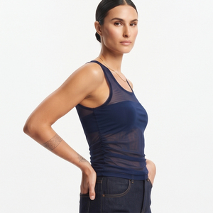 Débardeur transparent respirant et écologique pour femme, sans manches, léger, en maille transparente, 100 % polyester - Product Image 3