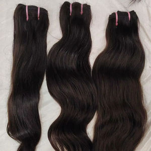 PELO CRUDO SIN PROCESAR EXTENSIONES DE CABELLO HUMANO REMY DE TEMPLO DE UN DONANTE DE FÁBRICA DEL SUR DE LA INDIA. PAQUETE DE PELO MUESTRA GRATUITA - Product Image 1