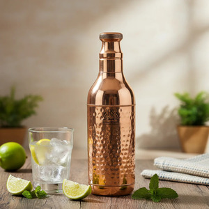 Premium Handmade Hammered Pure <b>Copper</b> Water <b>Bottle</b> 750ml 950ml 1000ml Leak Proof Metal <b>Drinking</b> <b>Bottle</b> OEM ODM Wholesale - Product Image 4