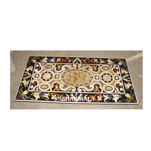 Mesa de comedor rectangular de mármol blanco indio de la mejor calidad, hecha a mano, con diseño floral incrustado, ideal para regalo empresarial. - Product Image 6