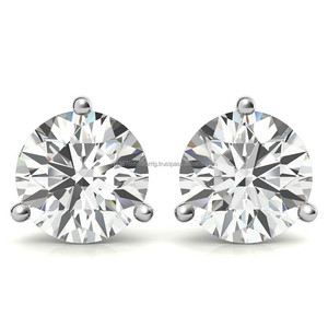 Pendientes de Diamantes Cultivados en Laboratorio Personalizados, Oro Blanco de 14K, Chapado en Oro, Corte Brillante, Certificado IGI, Regalo de Moda para Mujeres, Bodas y Fiestas - Product Image 4
