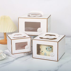 <b>Box</b> Paper Cake Sweet <b>Dessert</b> <b>Box</b> Pastry Paper <b>Box</b> Packaging Cake With Handle - Product Image 3
