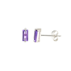 Boucles d'oreilles en améthyste de qualité supérieure, pierre de naissance de février, 1,71 carat total, taille baguette, serties de griffes en argent sterling 925 - Product Image 2