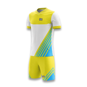 High Quality Men's Yellow White Soccer Jersey Set Sublimated V-Neck Short Sleeve <b>Moisture</b> Wicking Athletic Fit All Seasons - Product Image 3