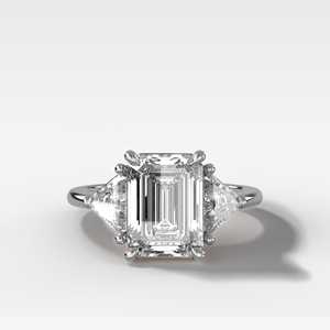 8 Carat <b>Emerald</b> Cut <b>Rings</b> Custom 14K 18K Solid Gold Lab Grown Diamonds Prong Set Tapered Shield Three Stone Engagement Wholesale - Product Image 2