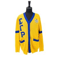 Cardigan en tricot Sigma Gamma Rho personnalisé doré, boutonné sur le devant, manches longues, élégant, décontracté, superposé, pour tenue d'équipe
