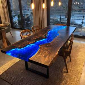 Modern Rustic Real Wood Coffee <b>Table</b> Live Edge Resin Epoxy <b>Dining</b> <b>Table</b> for Office Bedroom Bathroom Entry Workshop Home - Product Image 2