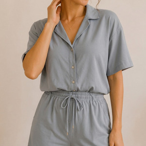 Ensemble de pyjama décontracté pour femmes en polyester et rayonne certifié OEKOTEX, anti-boulochage, vêtements de détente doux - Product Image 5