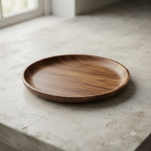Plato Redondo de Madera Ecológico Desechable para Servir en Bodas, Diseño Moderno Hecho a Mano, Acabado Pulido, Madera Sólida - Product Image 4