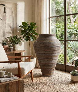 Jarrón grande de ratán natural tejido a mano, urna decorativa de arcilla, maceta para decoración contemporánea del hogar y hoteles, venta al por mayor. - Product Image 3