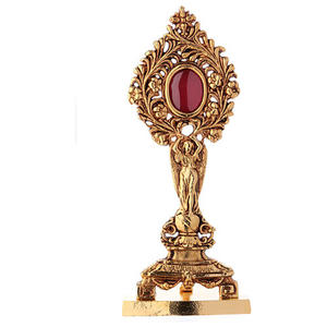 Excellent Brass Plated Reliquary with red gem Statue Finished gold Handmade Christian <b>Decor</b> Home Church Alter <b>Holy</b> <b>Communion</b> - Product Image 1
