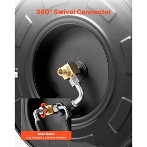 Avvolgitubo per Idropulitrice Automatico Rinforzato da 60 piedi x 1/4 di pollice, 4000 PSI Max, per Giardini - Product Image 4