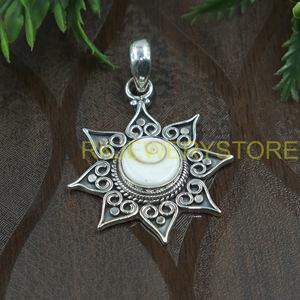 Colgante de Concha Ojo de Shiva de Plata de Ley 925 Hecho a Mano, Diseño Bohemio Vintage de Sol, Joyería Espiritual, Regalo para Mujeres, Hombres, Novias - Product Image 2