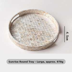 Handmade Mother of Pearl <b>Tray</b>, Shell Inlay Decorative Serving <b>Tray</b>, <b>Round</b> Coffee <b>Table</b> <b>Tray</b>, Luxury Housewarming Gift - Product Image 5