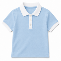 Polo pour garçons à col contrastant, manches courtes, en coton tricoté uni anti-boulochage, décontracté, été, 120 cm, 180 g, pour enfants