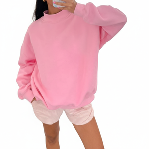 Sudadera Oversize Personalizada para Mujer con Cuello Alto, Tipo Mockneck, de Algodón Grueso y Forro Polar, Lisa - Product Image 2