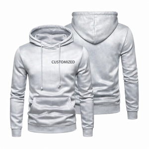 Wholesale premium quality Custom <b>men</b> silver hoodie breathable customized Logo design Plain <b>Pullover</b> Fashionable knitted hoodie - Product Image 1