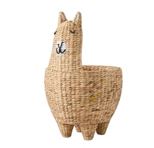 Cute Llama Water Hyacinth <b>Basket</b> Woven <b>Animal</b> Storage Organizer Stand for Boho Nursery Room Decor - Product Image 3