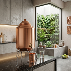 Modern Copper Kitchen Water Dispenser Eco-Friendly <b>Drinkware</b> Solution Ayurvedic Health Copper Water Pot with Brass Spigot - Product Image 2