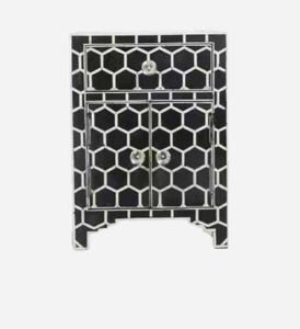 Mesa de Cajones con Incrustaciones de Hueso de ILAHI, Diseño Moderno con Detalles de Ágata, Almacenamiento de Tres Niveles, Mueble Portátil para el Hogar - Product Image 3