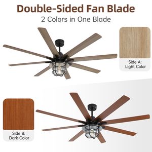 Ventilatore da soffitto moderno da 66 pollici con 8 pale e motore DC a 6 velocità, luce e telecomando reversibile, simile a W882P212626 - Product Image 4