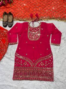 Elegant Woman's Faux Georgette Salwar Ensemble Heavy 5mm Sequin Embroidery Winter <b>Quick</b> Dry Bollywood Style Sleeve <b>Detail</b> Party - Product Image 4