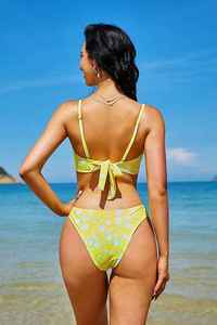 Women's Beach Wear Sublimation Print High Cut <b>Bikini</b> <b>Set</b> Wired Two Piece Swimsuit OEM Service Nylon Cotton Quick Dry - Product Image 3