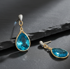 Pendientes Colgantes Hechos a Mano con Perlas Azules de 5 Pulgadas, Piedra de 14x16MM, Plata de Ley 925, Chapados en Oro de 18K, Regalo para Ella, Precio al por Mayor - Product Image 4