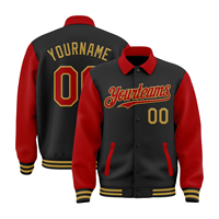 Veste de baseball personnalisée pour homme, style universitaire, noir, bordeaux, jaune, lettrage imprimé par transfert thermique, col rabattu, style décontracté d'hiver